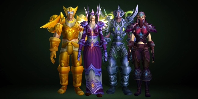 BGB xmogs for Alliance: Paladin & Warrior, Mage, Shaman, and Rogue & Druid