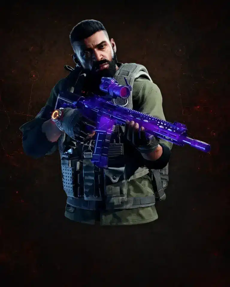 The Division 2 agent holding a purple Prototype rifle, illustrating random Prototype item farming boost