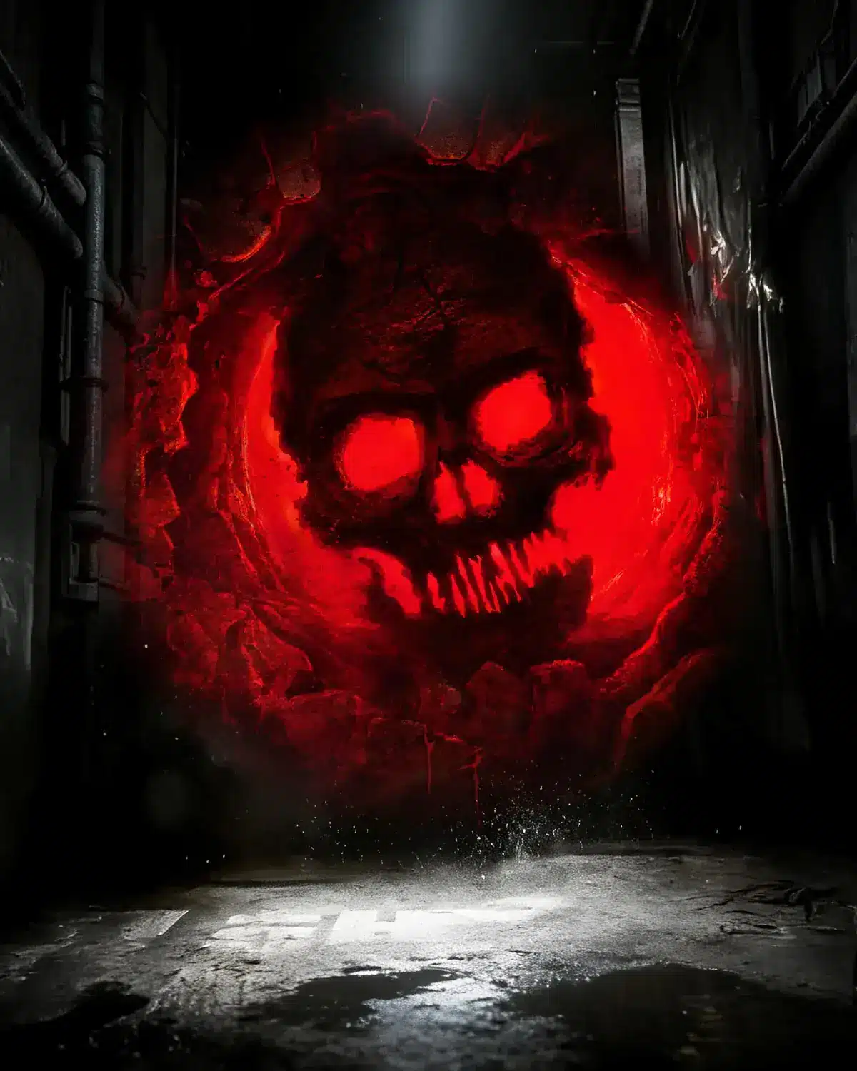 Crimson Omen on a dark industrial background for Gears of War: E-Day Achievements Boost.