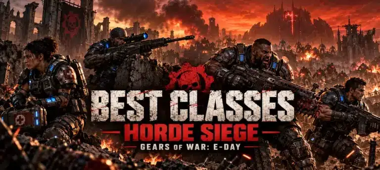 E-Day Best Classes Tier List for Horde Siege featuring Medic, Marksman, Breacher, and Assault.