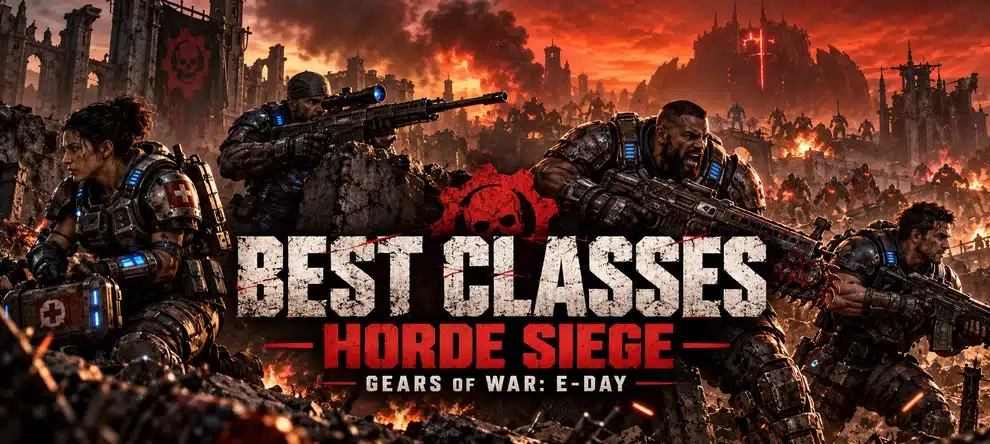 E-Day Best Classes Tier List for Horde Siege featuring Medic, Marksman, Breacher, and Assault.