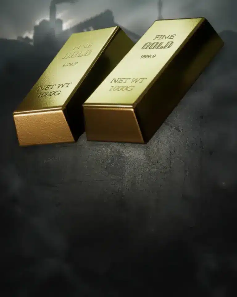 Two gold ingots for WARDOGS Gold Bars farming on a dark industrial background.
